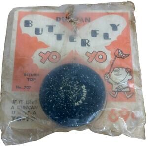 Duncan Butterfly Yo-Yo #707 Vintage 1958  Wooden New In Package Black